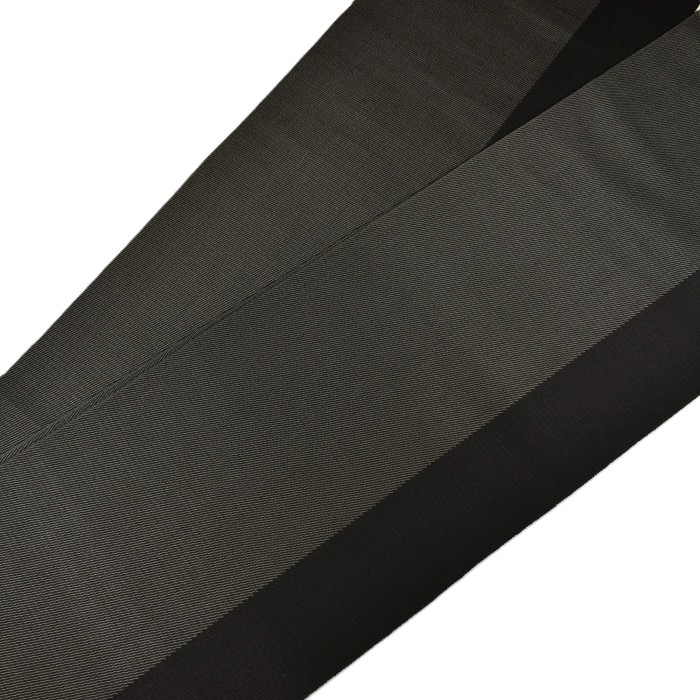 本場黄八丈 八寸名古屋帯 綾織 黒 無地 グレー 斜め縞 | hanaito